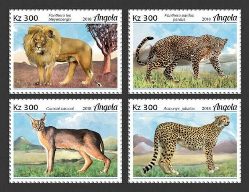 Angola - 2019 Big Cats on Stamps - 4 Stamp Sheet - ANG18116a