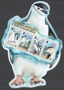 Ft180 2008 South Georgia Penguins Wwf Fauna Birds ! Shape ! #454-47 Bl18 Mnh