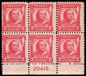 US #690 PLATE BLOCK, F/VF mint never hinged, super fresh, FRESH!