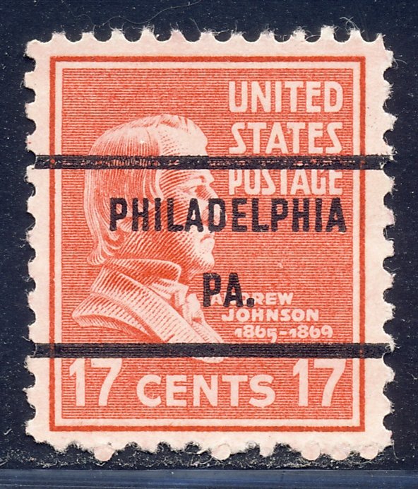 Philadelphia PA, 822-71 Bureau Precancel, 17¢ Johnson