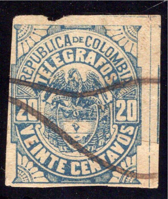 1901, Colombia Telegraph, RH34, CE45a, Type 23, 20 centavos, used