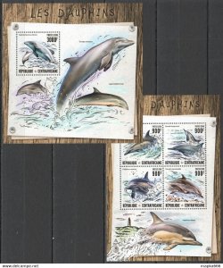 2016 Central Africa Fauna Marine Life Dolphins Les Dauphins Kb+Bl ** Ca079