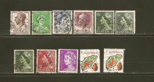 Australia Lot of 11 Used Perfins Pre Decimal & Post Decimal