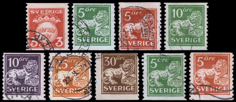 Sweden Scott 115-123 (1920-25) Used H F-VF B