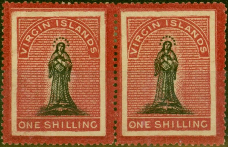 Virgin Islands 1867 1s Black & Rose-Carmine SG19 Fine MM Pair 