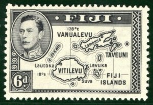 FIJI KGVI Key Stamp SG.260 6d Black  (Die 1) Mint LMM Cat £60 {samwells}SILVER68