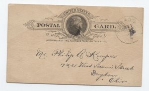 1890 Rado OH CDS on postal card Noble DPO 1884/1903 [h.4930]