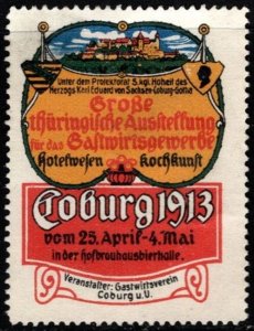 1913 Germany Poster Stamp Large Exhibition Hospitality Industry Hotel Industry