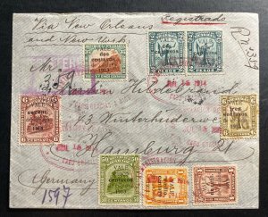 1914 Cabo Gracias Nicaragua Cover To Hamburg Germany ValB Error Stamp Sc#323a