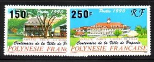 FRENCH POLYNESIA Sc 538-9 NH ISSUE OF 1990 - HOUSES