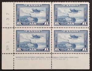 Canada C6 Plate Block LL No. 1 VF MH