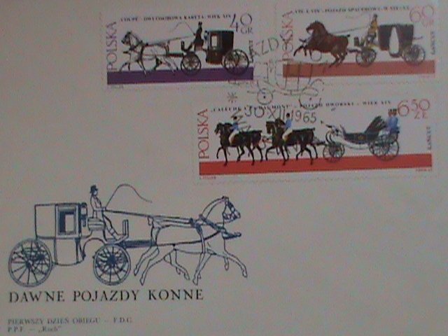 ​POLAND-1965 SC#2966 FDC HORSE DRAWN CARRIAGES-LANCUT MUSEUM-MINT FDC VF