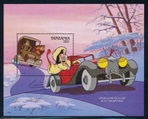 Disney Tanzania - Souvenir Sheet 101 Dalmatians Cruella Driving MNH #578 (1990)