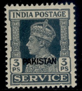 PAKISTAN GVI SG O1, 3p slate, NH MINT.