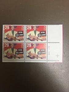 2723A Hank Williams Perf 11 Plate Block Xtra Fine Mint Never Hinged. 