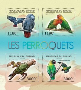 BURUNDI - 2012 - Parrots - Perf 4v Sheet - Mint Never Hinged