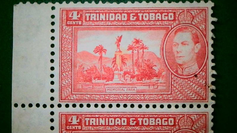 1941 Great Briton Scott# 53A Pair Trinidad and Ta Bago Crown Watermark