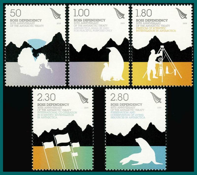 Ross Dependency 2009 Antarctic Treaty, MNH #L109-L113,SG115-SG119