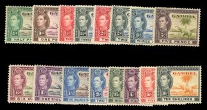 Gambia #132-143 Cat$99.40 (for hinged), 1938-46 George VI, complete set, most...