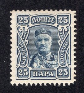 Montenegro 1907 25pa indigo Nicholas I, Scott 81 MH, value = 45c