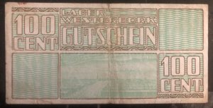 100 Cent Netherlands Westerbork Concentration Camp Currency Bill Note AA