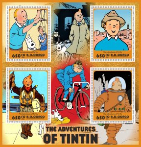 Stamps.Comic Adventures of Tintin 1+1 sheets perforated 2023 year Congo NEW