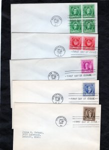879-883 Composers, FDC set/5 no cachet addressed