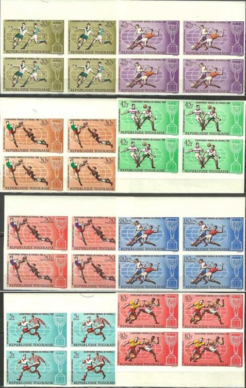 TOGO STAMP. SET PL-BL1966 FOOTBALL W/CUP London IMPERF. MNH