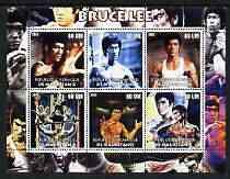 Mauritania 2002 Bruce Lee perf sheetlet containing 6 valu...