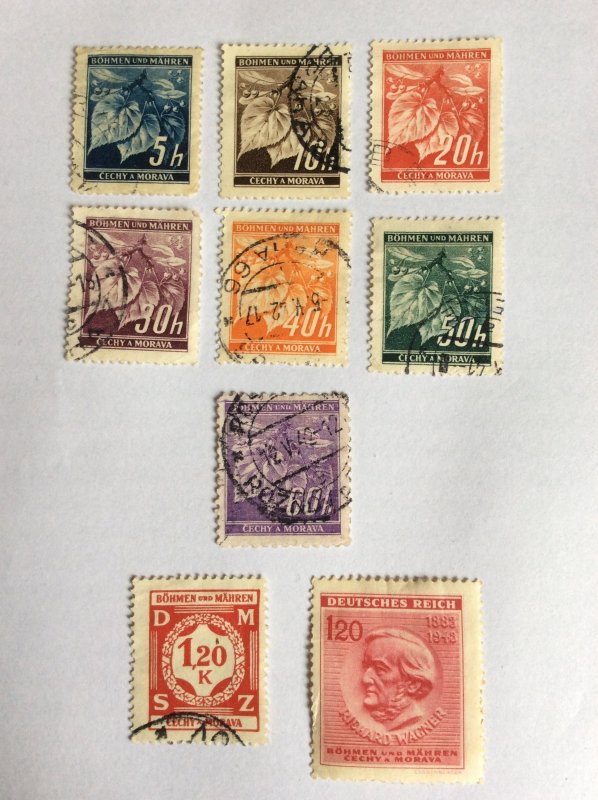 Bohmen und Mahren 1941 9 stamps used and hinged