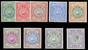 Antigua #31-41 Cat$295.25, 1908-20 George V, complete set, mostly lightly hinged