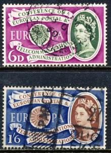 Great Britain 1960 Sc 377-8 CEPT Europa Wheel Post Stamp U