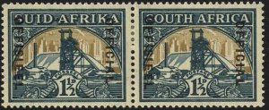 South Africa Official SGO22aw 1 1/2d Wmk Upright M/M Pair Cat 32 pounds