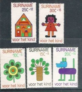 Surinam 1973 Child Walfare, Flower, Tree, Dog, House, Doll 5v  # 1522