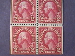 U.S.# 554c-MINT/HINGED-BOOKLET PANE OF 6--CARMINE--WASHINGTON--1923