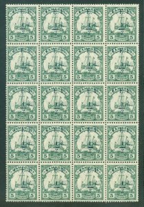 SG B2 C.E.F. 1915 ½d on 5pf green. Fine unmounted mint block of 20 CAT £140