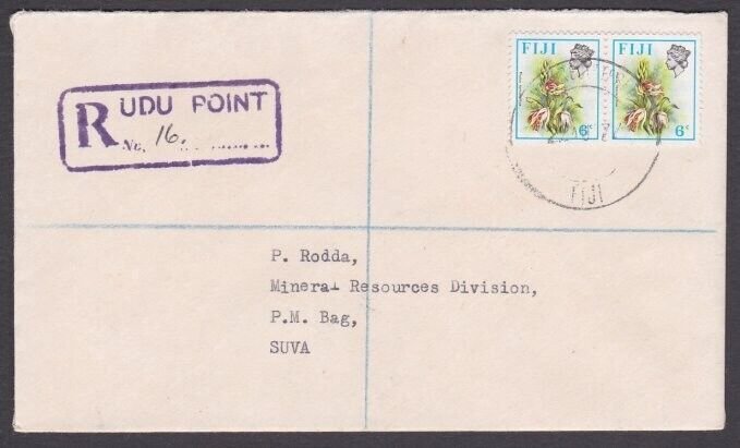 FIJI 1977 local cover registered UDU POINT to Suva..........................Y713