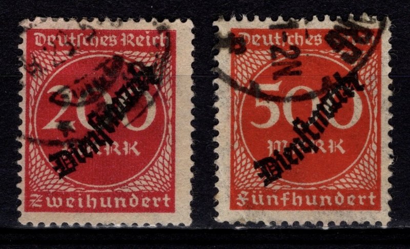 Germany 1923 Stamps Optd. ‘Dienstmarke’, 200m & 500m [Used]