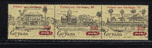 Guyana 1850 NH 1987 strip of 3