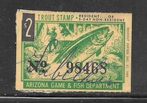 #Z3618 Used 1965 Arizona Fishing Stamp