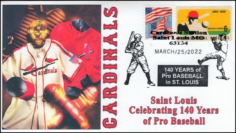 22-079, 2022, 140 years of pro baseball, Event Cover, Pictorial Postmark, St. Lo