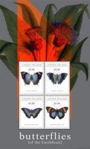 Union Island 2011 - Butterflies of the Caribbean Sheet of 4 Stamps (#2) MNH