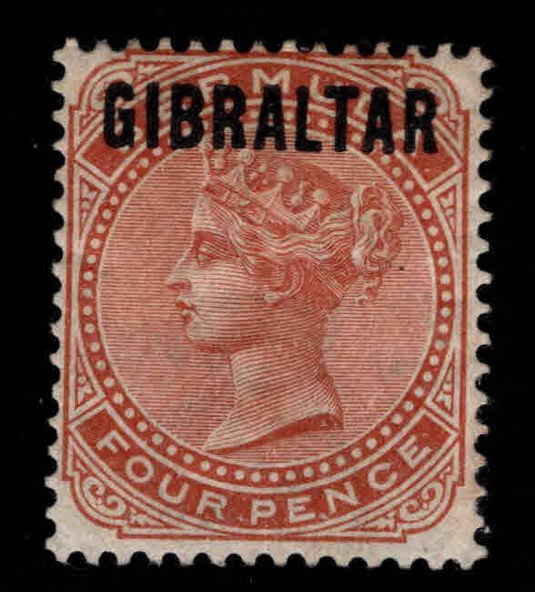 Gibraltar Scott and SG 5 MH* 1886  Overprinted Bermuda stamp