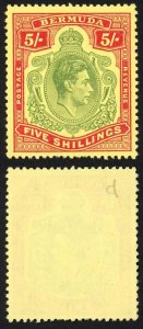 Bermuda SG118d 5/- Pale bluish green and carmine U/M Cat 100 pounds