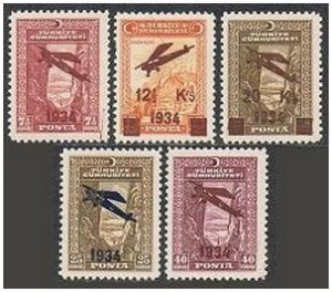 Turkey C1-C5, MNH. Michel 980-984. Air Post 1934. Sykaray Gorge, Fortress.