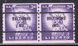Precancel - Baltimore, MD - PSS 1057-71 Coil Gap Pair - No Gum