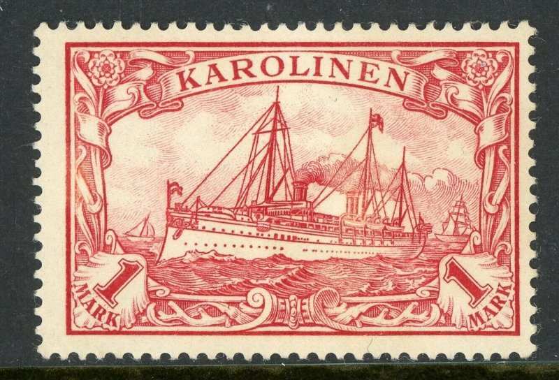 Caroline Islands 1901 Germany 1 Mark Yacht Ship Unwatermark Scott #16 Mint E454