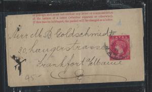 NATAL (PP1110B) 1891 1D PS WRAPPER SENT TO   GERMANY