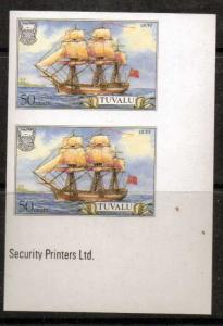 TUVALU SG379 1986 50c SHIP IMPERF PAIR MNH