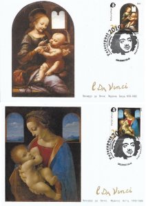 Finland 2019 Leonardo da Vinci 500 ann death date Peterspost set of 2 maxicards